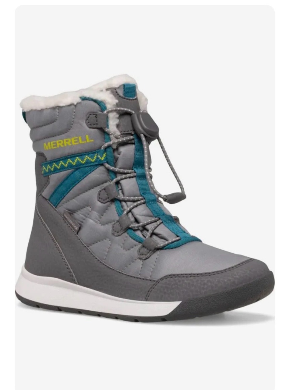 Merrell Womens Grey Insulated Winter Snow Boots Faux Shearling -25F Rated Toggle